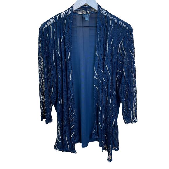 Chico's Sweaters - Chicos Travelers Womens Dark Gary XL Sheer Lightweight Open Front Cardigan
